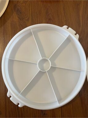 Tupperware Two Divided Serving Trays. One white and one red.